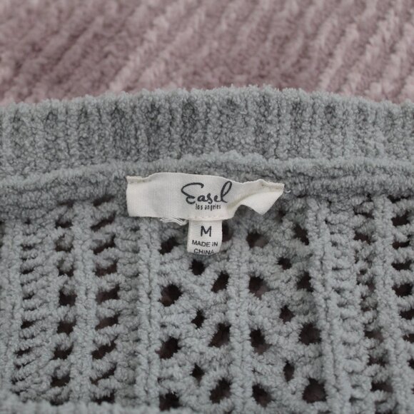 Easel Long Sleeve Boxy Pullover Knitted Sweater Grayish Green Medium - Picture 6 of 12